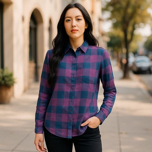 Lululemon Tops - Lululemon Full Day Ahead Flannel Button Down Shirt SZ 4